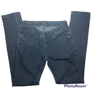 Grace In LA Dark Skinny Blue Jeans Size 26
